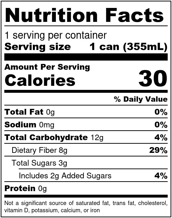 Green Tea Nutrition Label