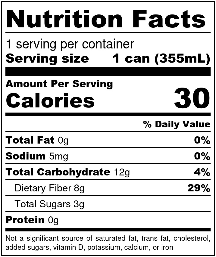Peach Iced Tea Nutrition Label